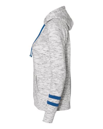 Women’s Mélange Fleece Striped-Sleeve Hooded Sweatshirt - 8674 image thumbnail