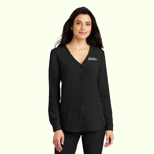 CLEARANCE-Port Authority Ladies Long Sleeve Button-Front Blouse. LW700 image thumbnail