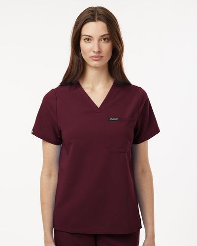 Jaanuu Women's Rhena Essential 1-Pocket Scrub V-Neck Top image thumbnail