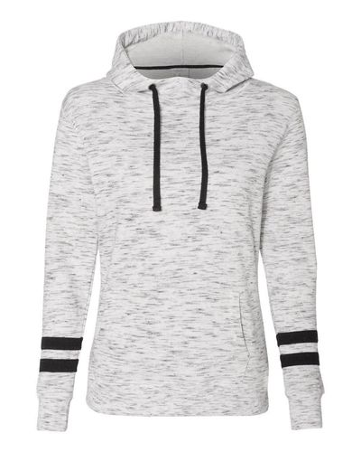 Women’s Mélange Fleece Striped-Sleeve Hooded Sweatshirt - 8674 image thumbnail