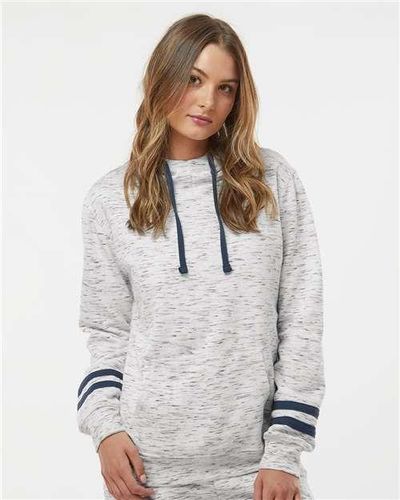 Women’s Mélange Fleece Striped-Sleeve Hooded Sweatshirt - 8674 image thumbnail