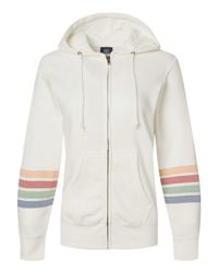 Image of Women's Striped Sleeves Full-Zip Hooded Sweatshirt - W22732