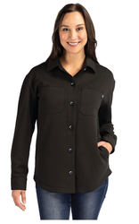 Image of Cutter & Buck Roam Recycled Buttery-Soft Knit Womens Button Down Shirt Jacket LCK00161.444