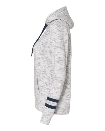 Women’s Mélange Fleece Striped-Sleeve Hooded Sweatshirt - 8674 image thumbnail