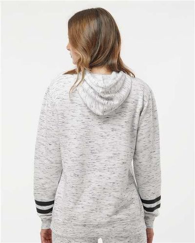 Women’s Mélange Fleece Striped-Sleeve Hooded Sweatshirt - 8674 image thumbnail