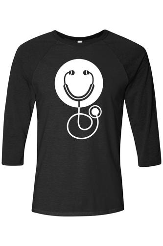 Unisex Three-Quarter Sleeve Baseball Tee - Smile Logo - DTG image thumbnail