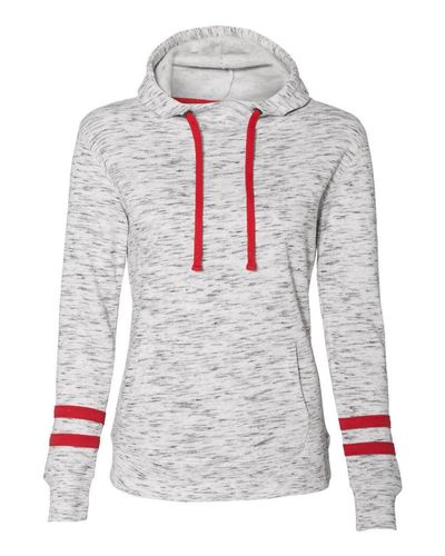 Women’s Mélange Fleece Striped-Sleeve Hooded Sweatshirt - 8674 image thumbnail