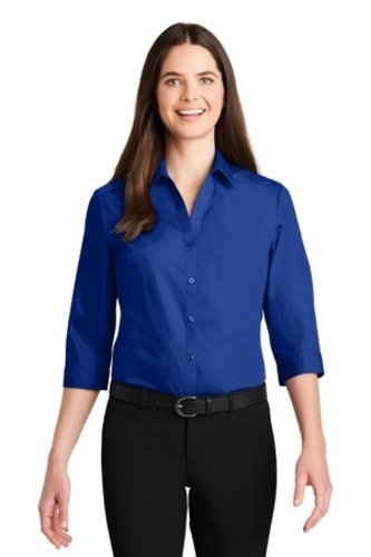 2021-Port Authority Ladies 3/4-Sleeve Carefree Poplin Shirt image thumbnail
