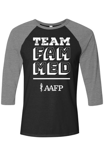 Unisex Three-Quarter Sleeve Baseball Tee - Team Fam Med Logo image thumbnail