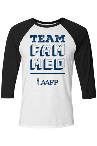 Unisex Three-Quarter Sleeve Baseball Tee - Team Fam Med Logo image thumbnail