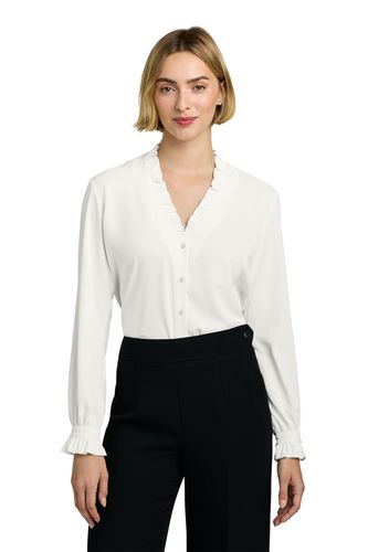 Brooks Brothers Women's Long Sleeve Ruffle Collar Blouse image thumbnail