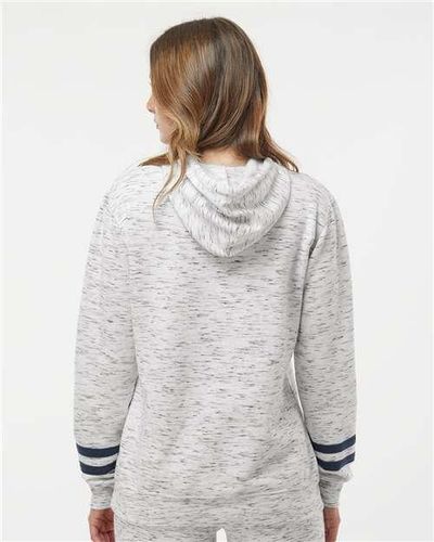 Women’s Mélange Fleece Striped-Sleeve Hooded Sweatshirt - 8674 image thumbnail