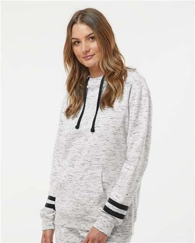 Women’s Mélange Fleece Striped-Sleeve Hooded Sweatshirt - 8674 image thumbnail