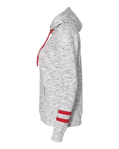 Women’s Mélange Fleece Striped-Sleeve Hooded Sweatshirt - 8674 image thumbnail