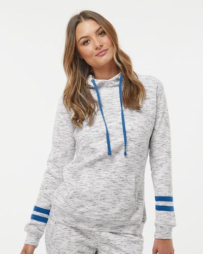 Women’s Mélange Fleece Striped-Sleeve Hooded Sweatshirt - 8674 image thumbnail
