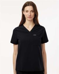 Image of Jaanuu Women's Rhena Essential 1-Pocket Scrub V-Neck Top
