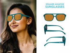 Image of Square Aviator Sunglasses