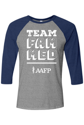 Image of Unisex Three-Quarter Sleeve Baseball Tee - Team Fam Med Logo
