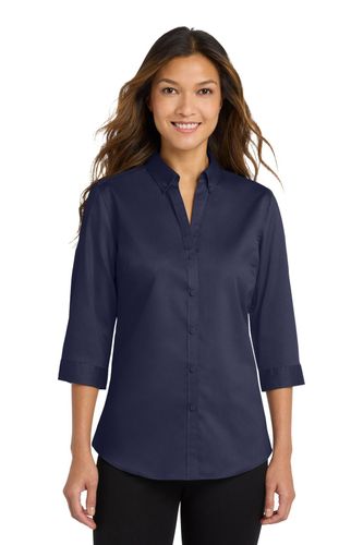 Port Authority Women's 3/4-Sleeve SuperPro Twill Shirt image thumbnail