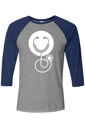 Unisex Three-Quarter Sleeve Baseball Tee - Smile Logo - DTG image thumbnail