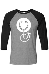 Image of Unisex Three-Quarter Sleeve Baseball Tee - Smile Logo - DTG