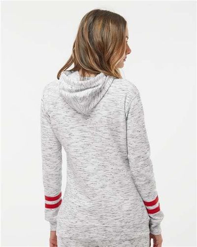 Women’s Mélange Fleece Striped-Sleeve Hooded Sweatshirt - 8674 image thumbnail