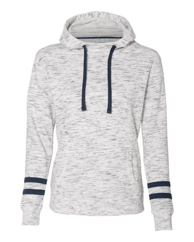 Women’s Mélange Fleece Striped-Sleeve Hooded Sweatshirt - 8674 image thumbnail