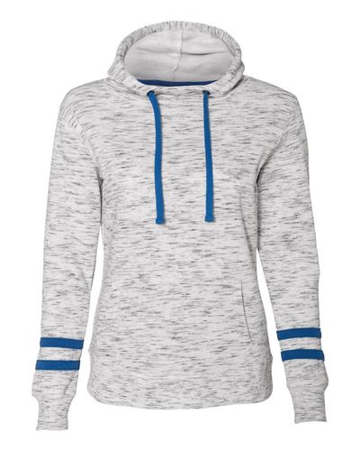 Women’s Mélange Fleece Striped-Sleeve Hooded Sweatshirt - 8674 image thumbnail