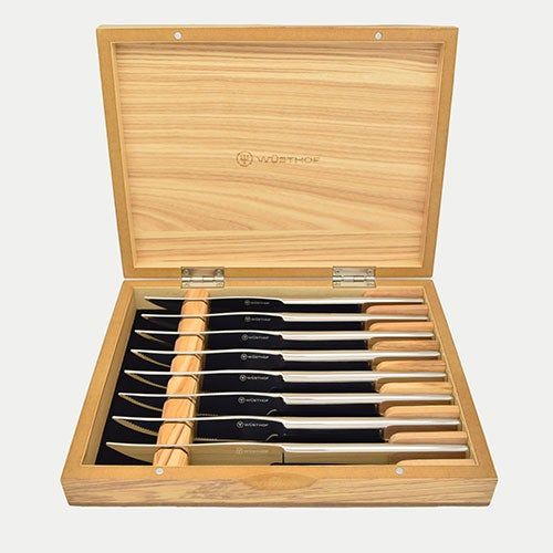 (Min 25) Wusthof 8pc Stainless Steak Knife Set in Olivewood Presentation Box image thumbnail