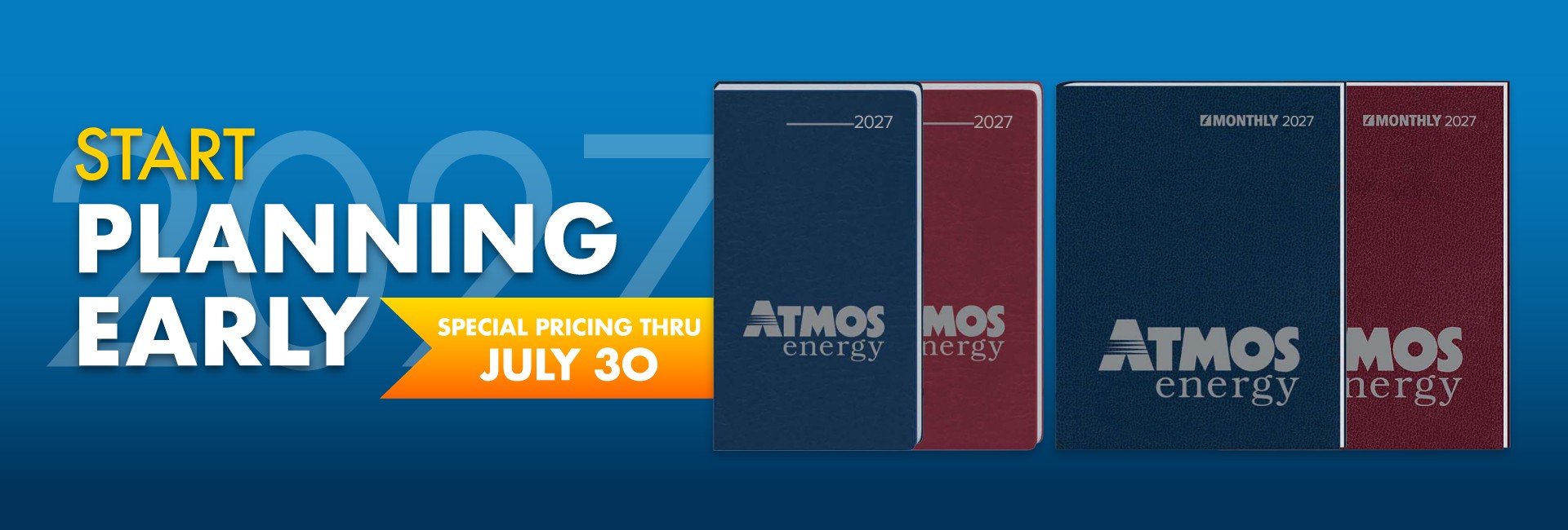 2027 custom branded planners early bird promotion banner