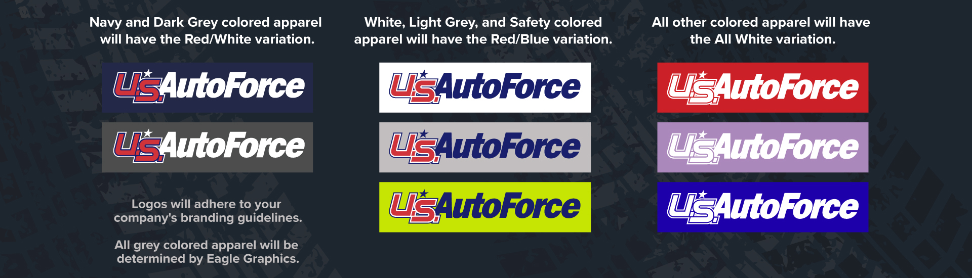 All logos will adhere to your company's branding guidelines.