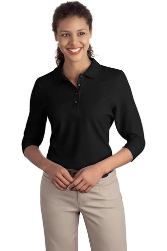 Port Authority Ladies Silk Touch 3/4-Sleeve Polo image thumbnail