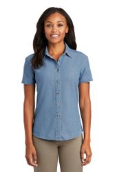Image of PA Ladies Short Sleeve Denim Shirt