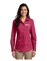 Image of Port Authority Ladies Long Sleeve Carefree Poplin Shirt. LW100