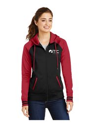 Image of Sport-Tek Ladies Sport-Wick Varsity Fleece Full-Zip Hooded Jacket. LST236