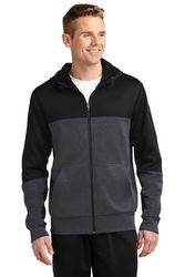 Image of Sport-Tek® Tech Fleece Colorblock Full-Zip Hooded Jacket. ST245