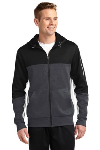 Sport-Tek® Tech Fleece Colorblock Full-Zip Hooded Jacket. ST245 image thumbnail