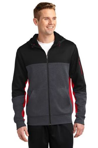 Sport-Tek® Tech Fleece Colorblock Full-Zip Hooded Jacket. ST245 image thumbnail