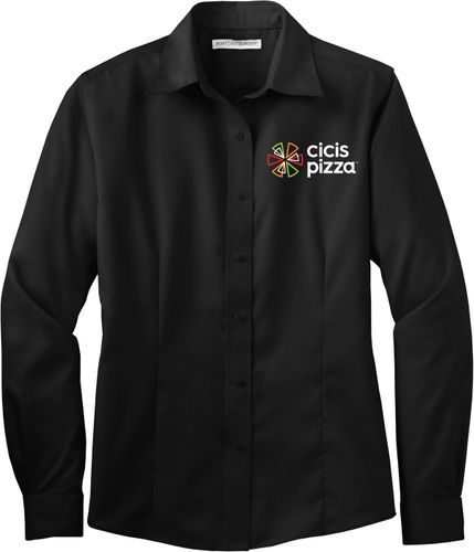 Ladies Long Sleeve BLACK Twill Shirt  image thumbnail