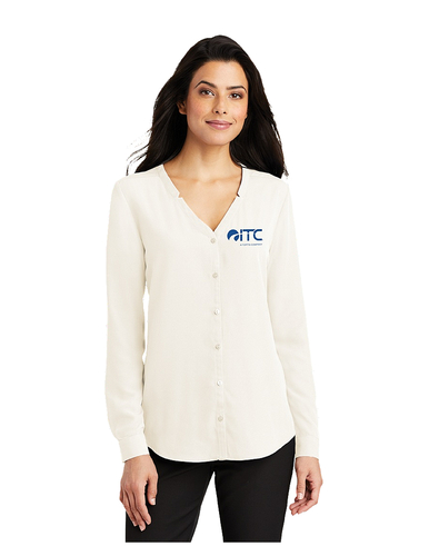 Port Authority Ladies Long Sleeve Button-Front Blouse. LW700 image thumbnail