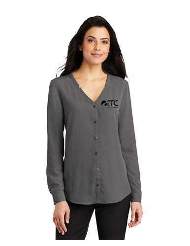 Port Authority Ladies Long Sleeve Button-Front Blouse. LW700 image thumbnail