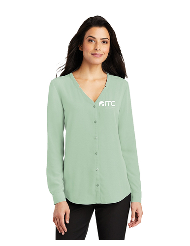 Port Authority Ladies Long Sleeve Button-Front Blouse. LW700 image thumbnail