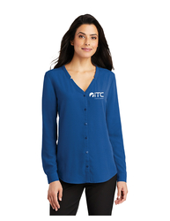 Image of Port Authority Ladies Long Sleeve Button-Front Blouse. LW700