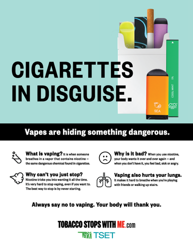 Youth Vaping Dangers Handout – Kids and Schools - 8.5" x 11"  (Limit 2 packs of 25 handouts) image thumbnail