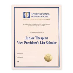Image of Jr Thespian VP List Scholar Certificate