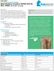 Image of Metal Building Insulation Data Sheet - pack of 25