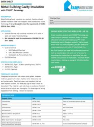 Image of Metal Building Cavity Insulation Data Sheet - pack of 25