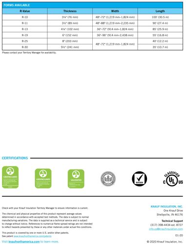 Metal Building Filler Insulation Data Sheet - pack of 25 image thumbnail