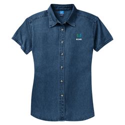 Image of Port & Company - Ladies Short Sleeve Denim Shirt