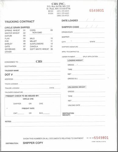 Trucking Bill of Lading, Full Sheet image thumbnail